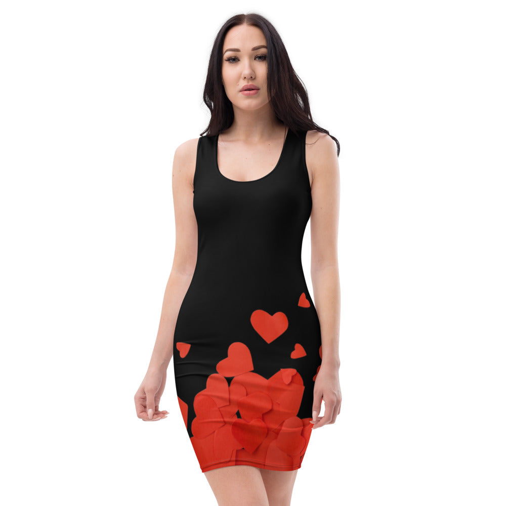 Hearts Cluster Fitted Dress